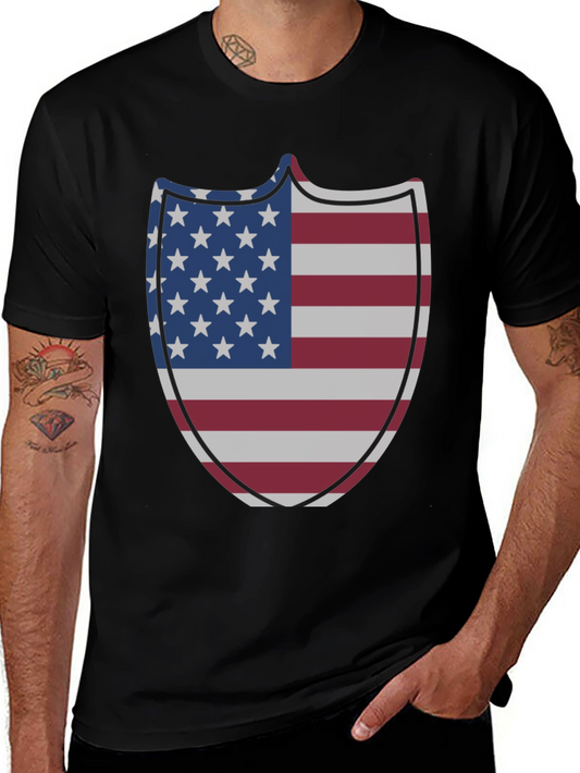 American Flag Shield Graphic Tee - Patriotic Pride