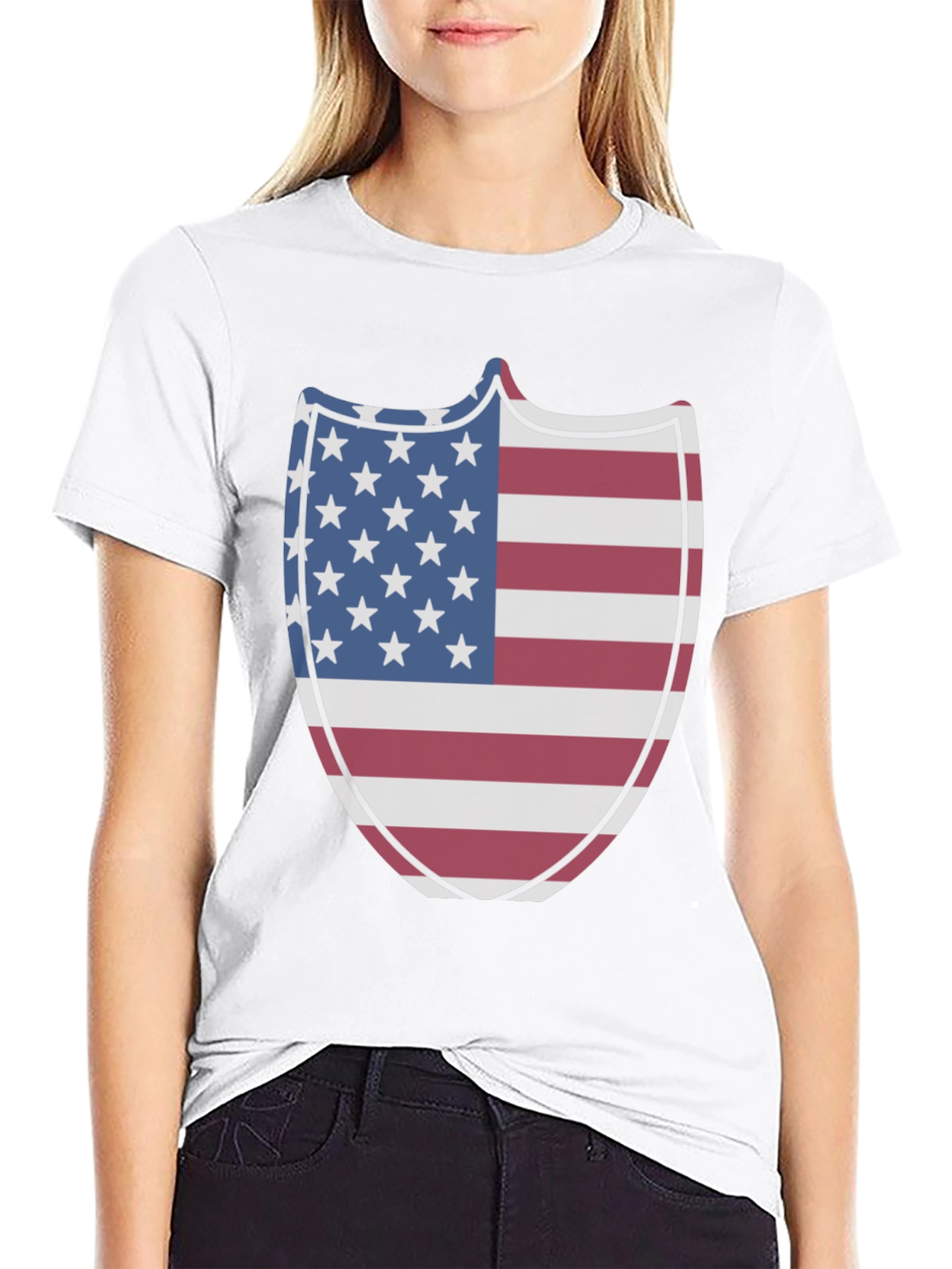 American Flag Shield Graphic Tee - Patriotic Pride