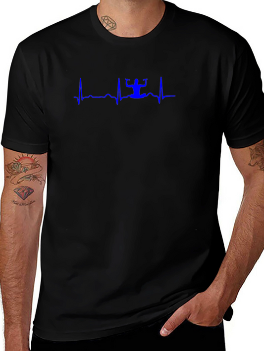 Yoga Heartbeat Graphic Tee - Soft Black Cotton Blend