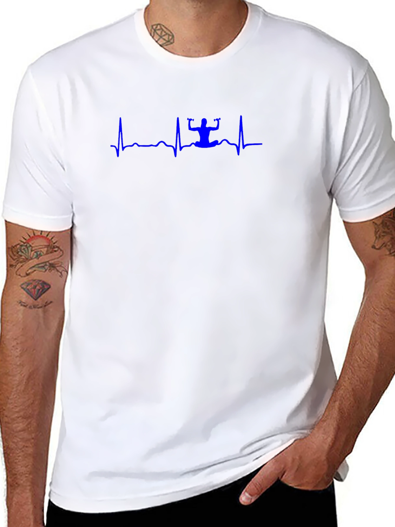 Yoga Heartbeat Graphic Tee - Soft Black Cotton Blend