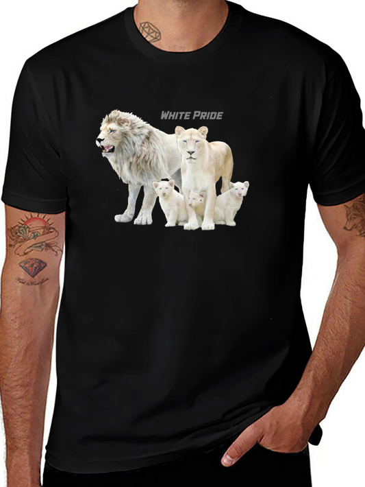 White Pride Lions Graphic T-Shirt