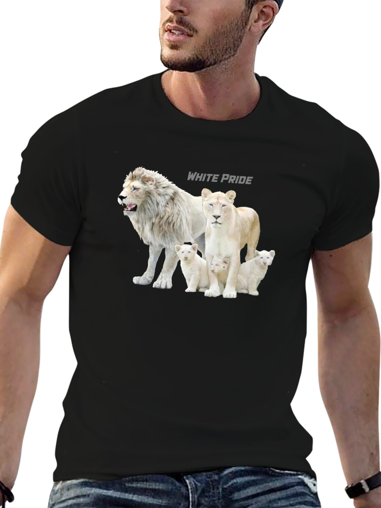 White Pride Lions Graphic T-Shirt