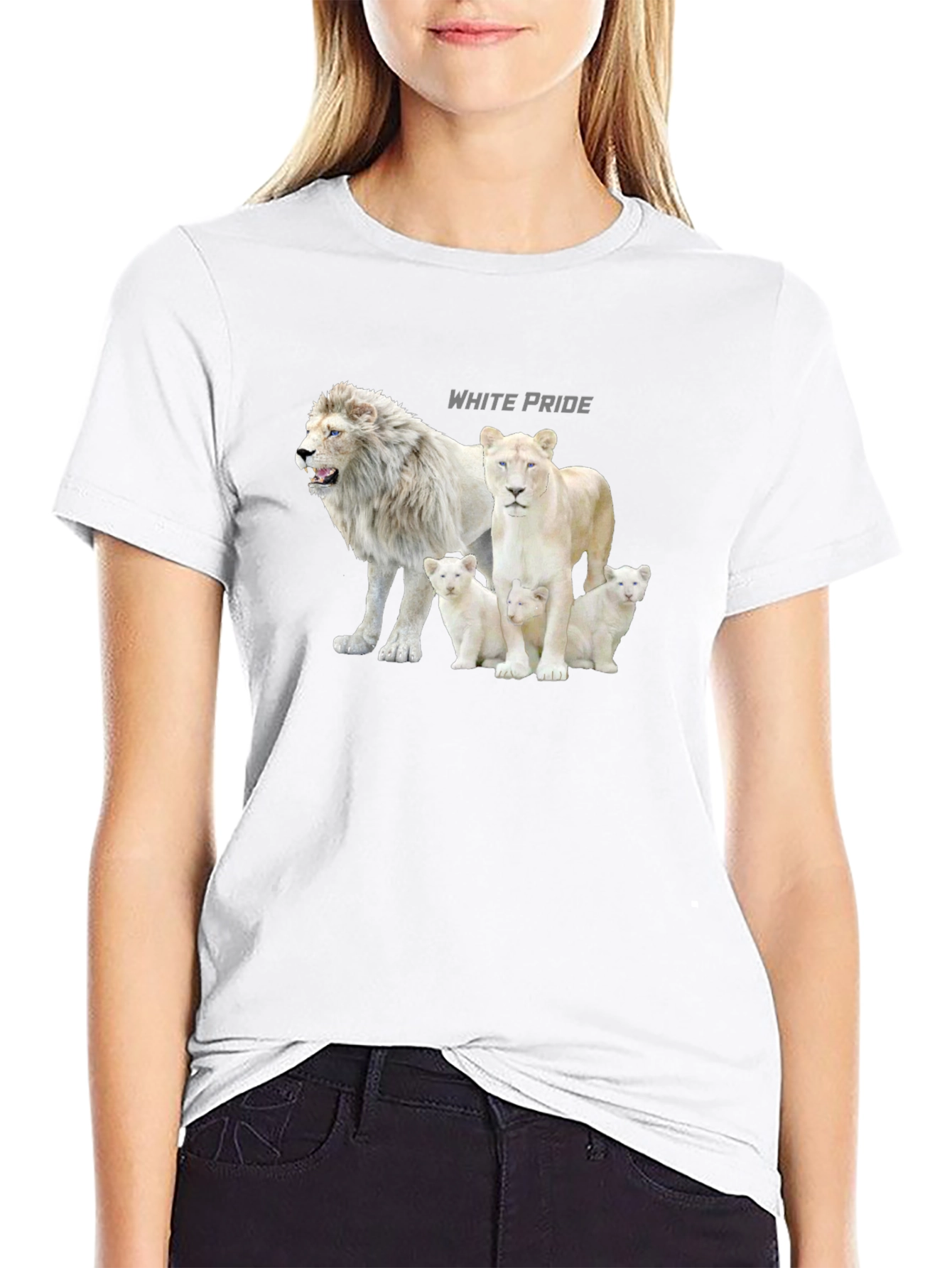 White Pride Lions Graphic T-Shirt