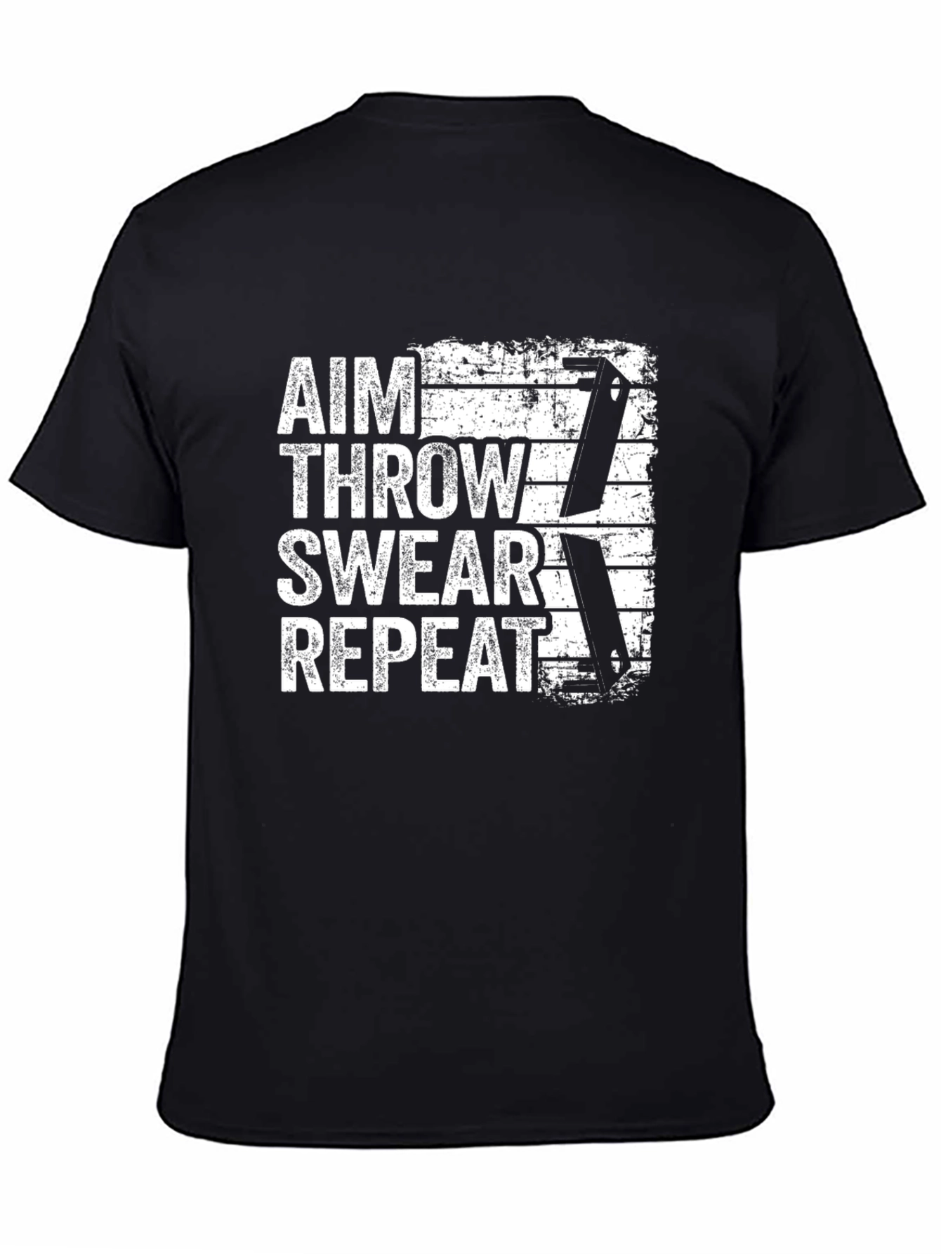 Aim Throw Swear Repeat T-Shirt - Knife Throwing Tee
