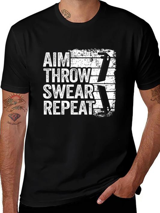 Aim Throw Swear Repeat T-Shirt - Knife Throwing Tee