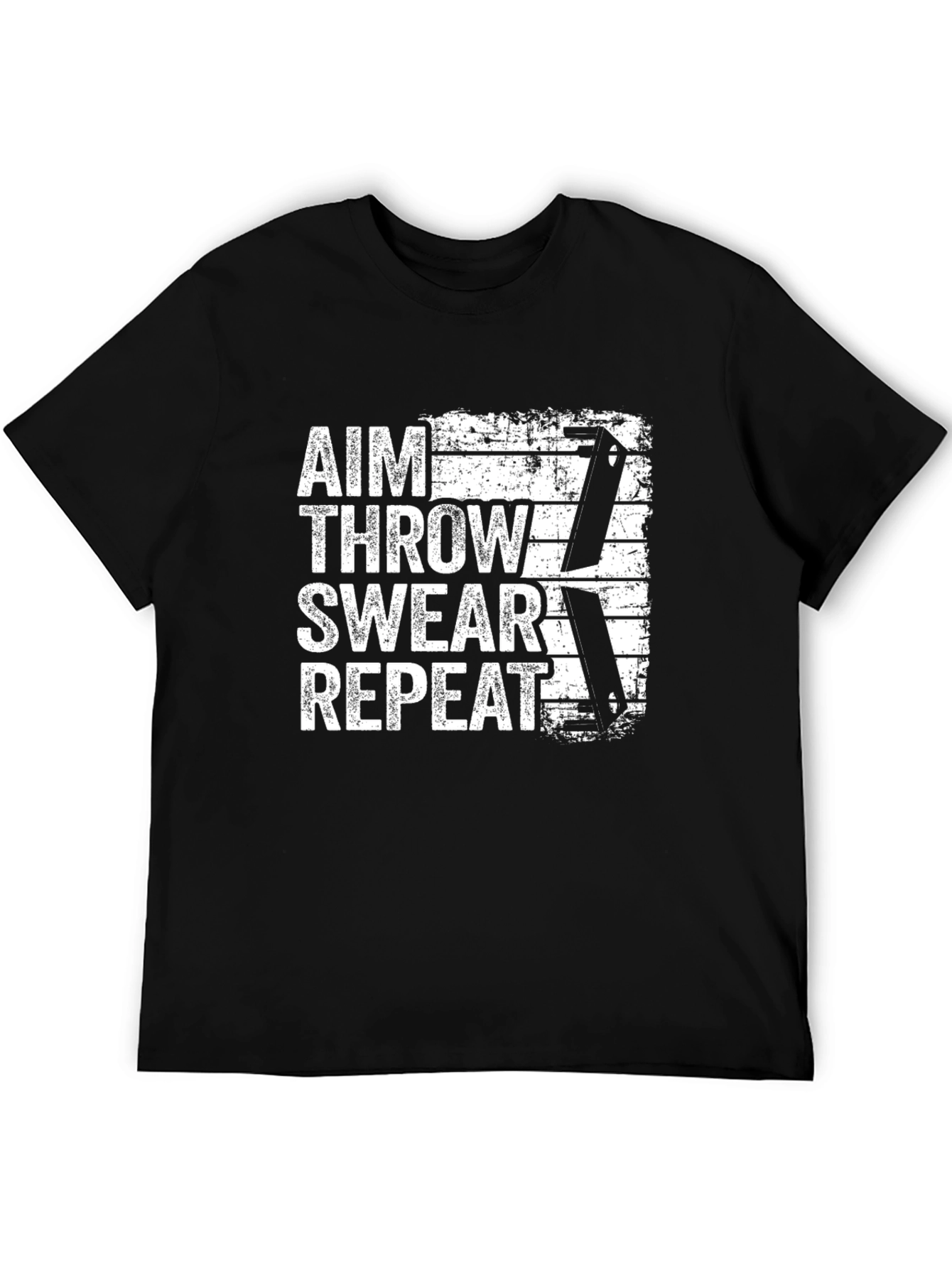 Aim Throw Swear Repeat T-Shirt - Knife Throwing Tee