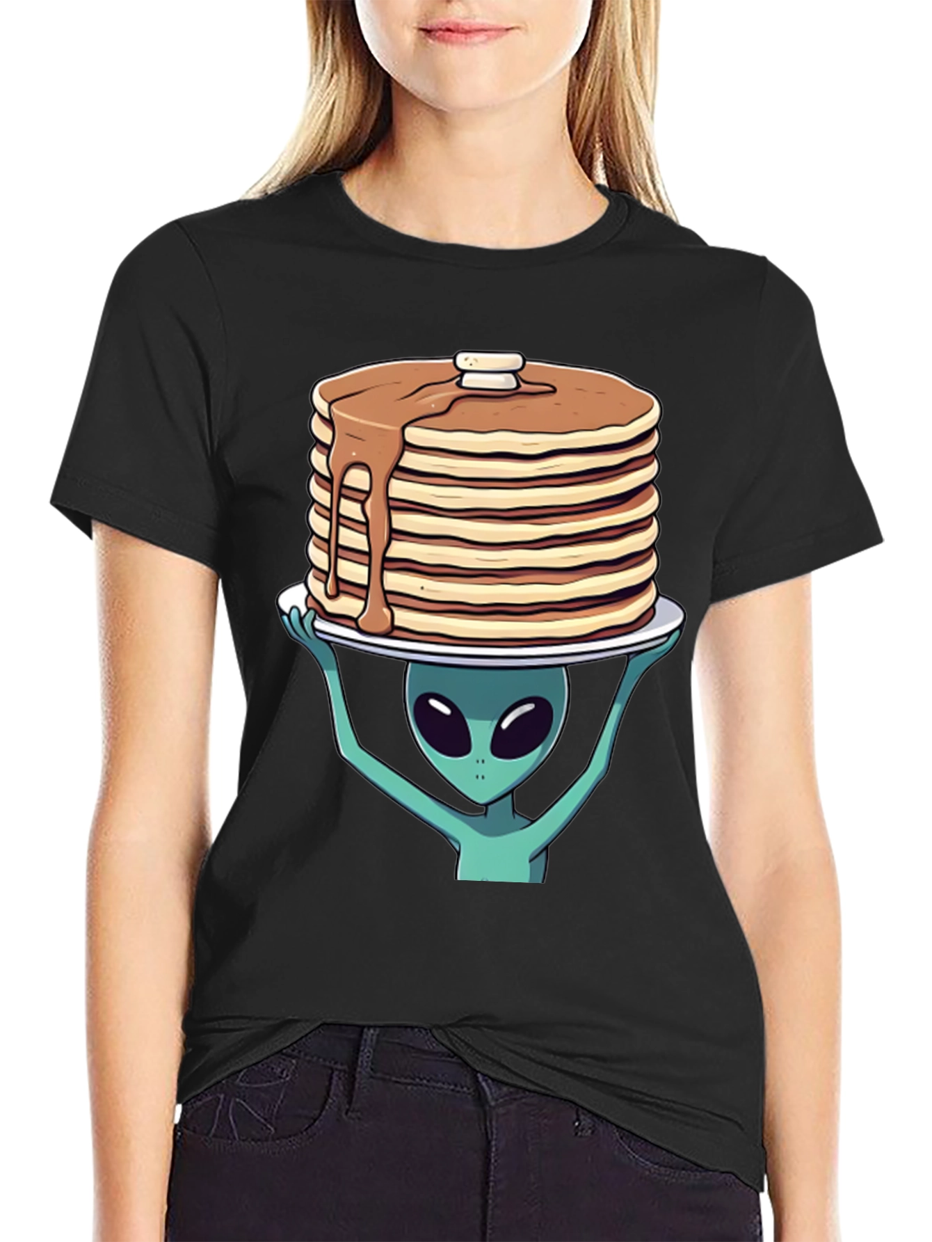 Alien Pancakes T-Shirt - Space Foodie Tee