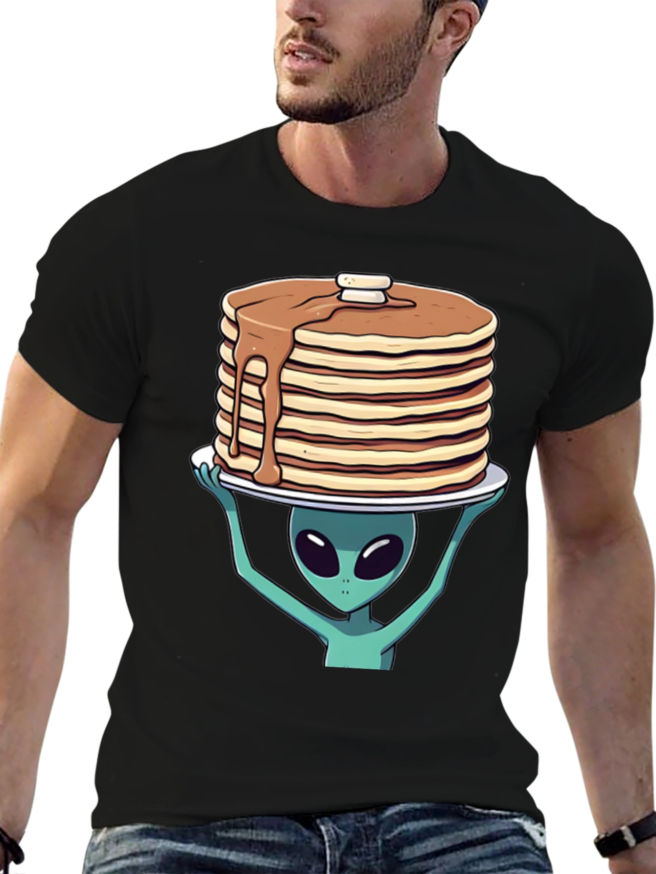 Alien Pancakes T-Shirt - Space Foodie Tee