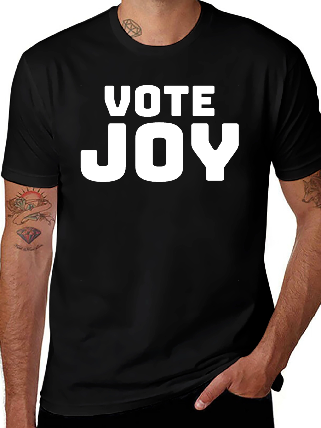 Vote Joy T-Shirt - Black Crew Neck Tee