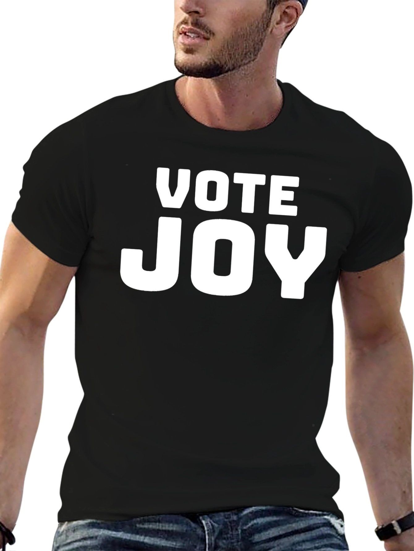 Vote Joy T-Shirt - Black Crew Neck Tee