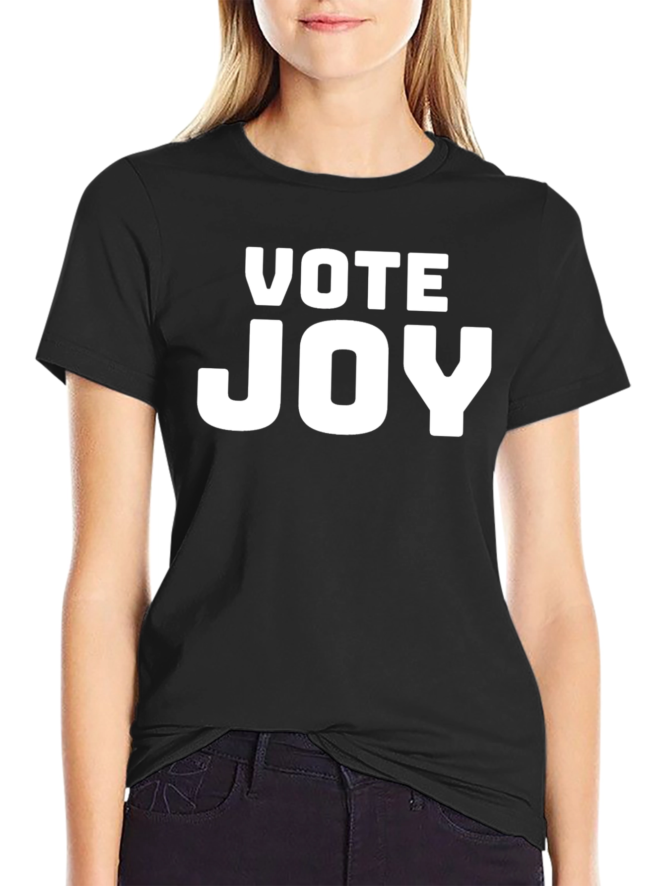 Vote Joy T-Shirt - Black Crew Neck Tee