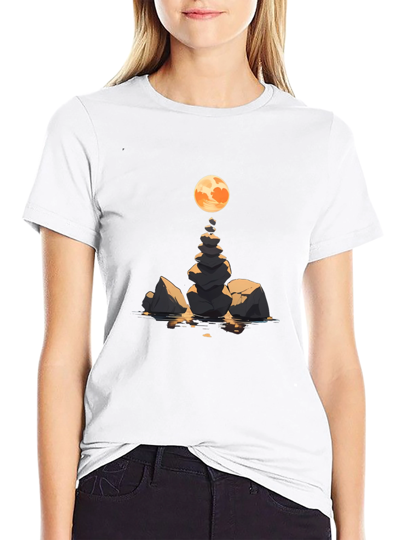 Zen Rock Stack & Moon Graphic Tee