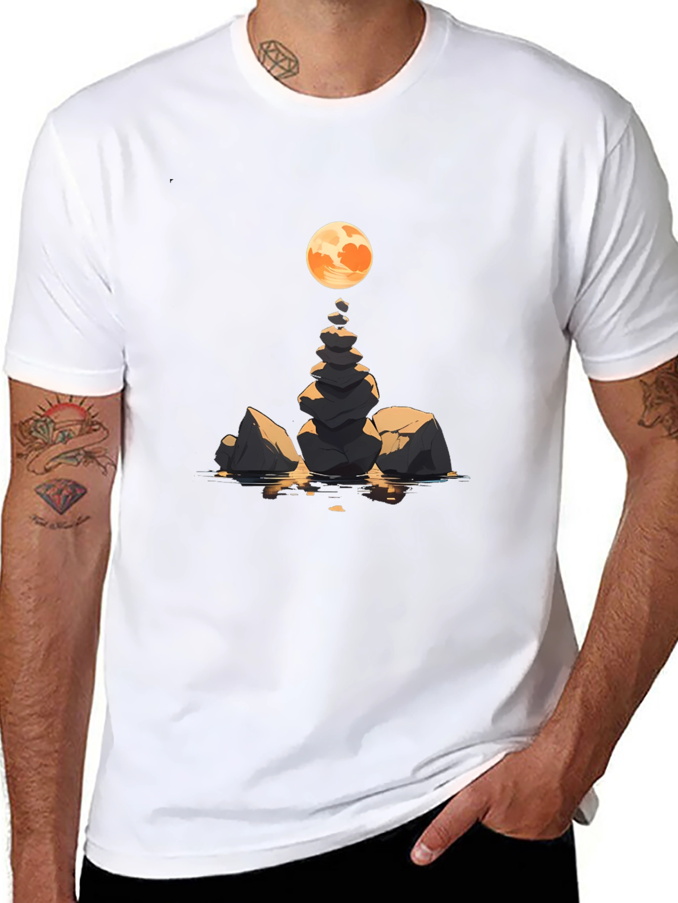 Zen Rock Stack & Moon Graphic Tee