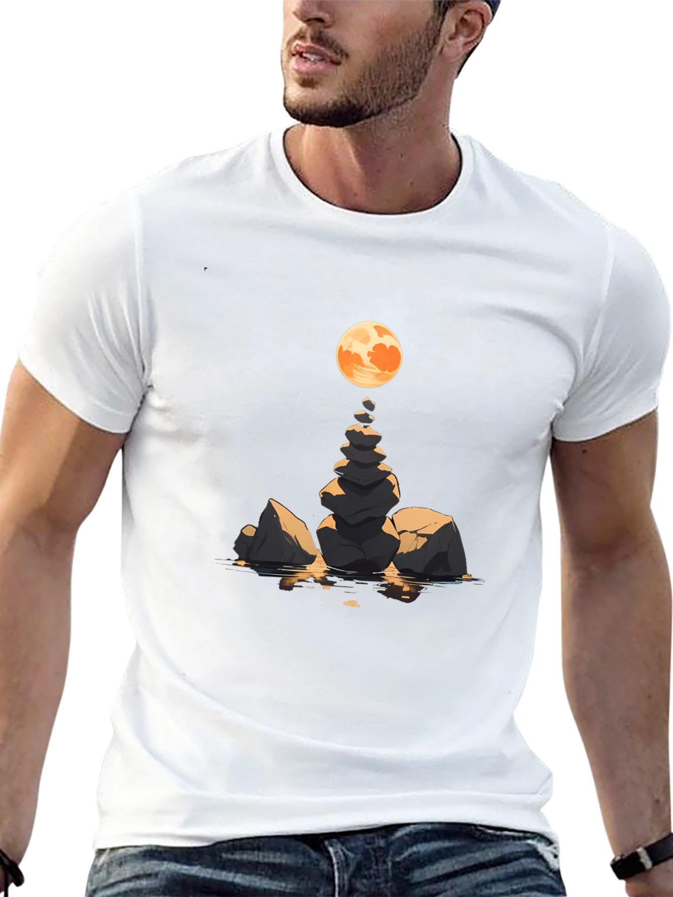 Zen Rock Stack & Moon Graphic Tee