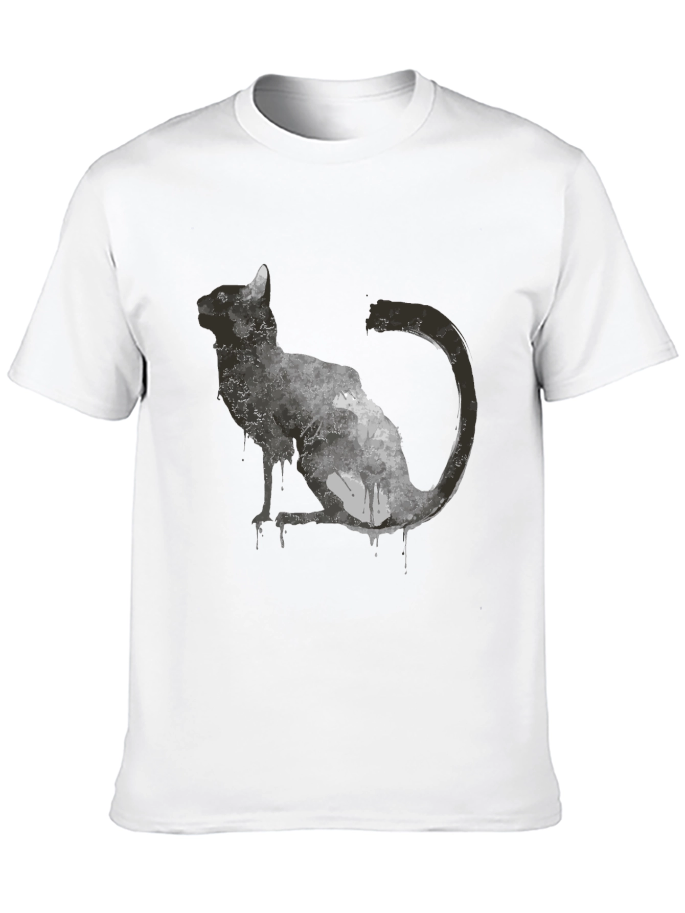 Abstract Cat Graphic T-Shirt - Black