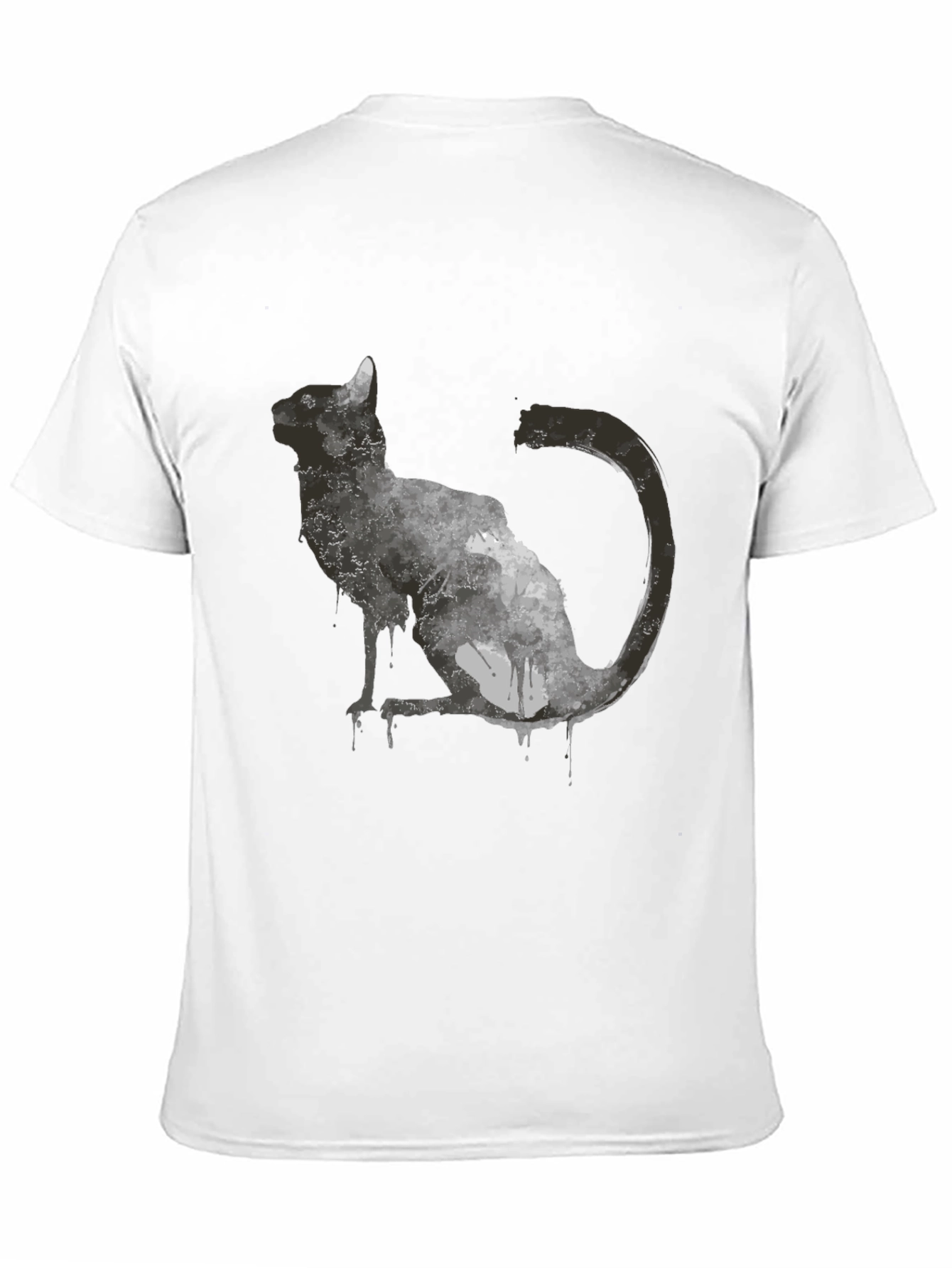 Abstract Cat Graphic T-Shirt - Black