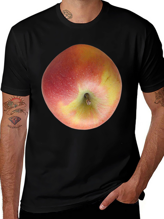 Apple Graphic Black T-Shirt - Fresh Fruit Design