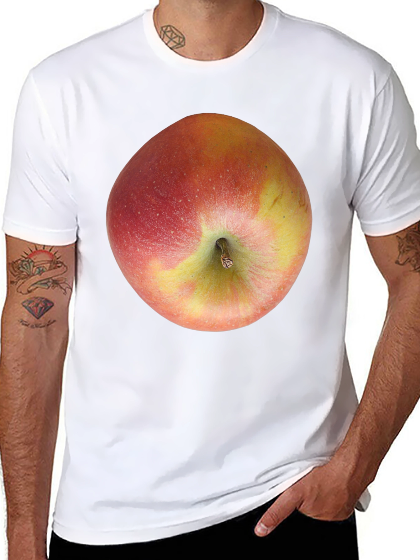 Apple Graphic Black T-Shirt - Fresh Fruit Design