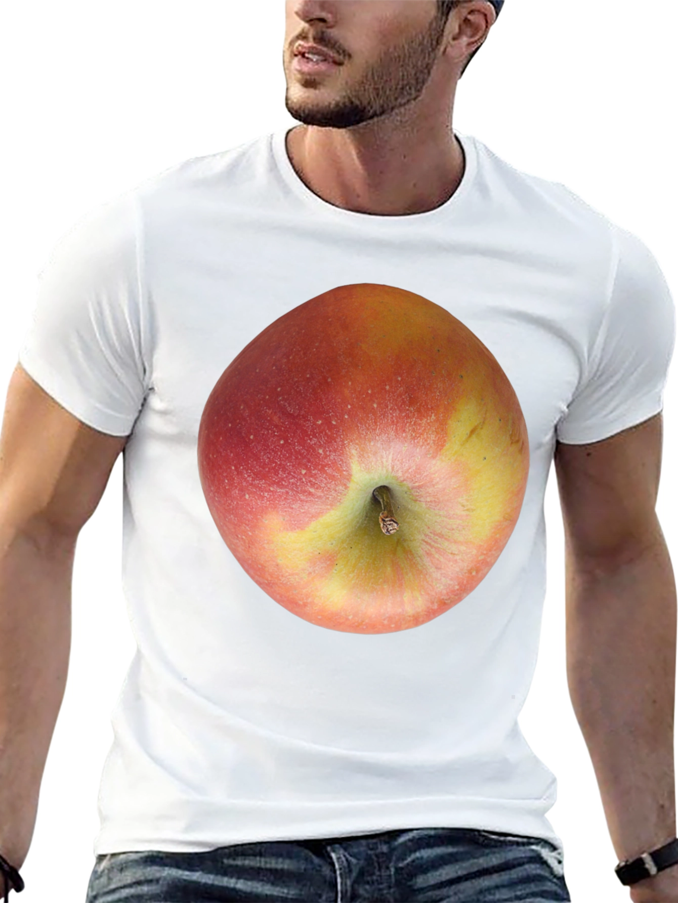 Apple Graphic Black T-Shirt - Fresh Fruit Design