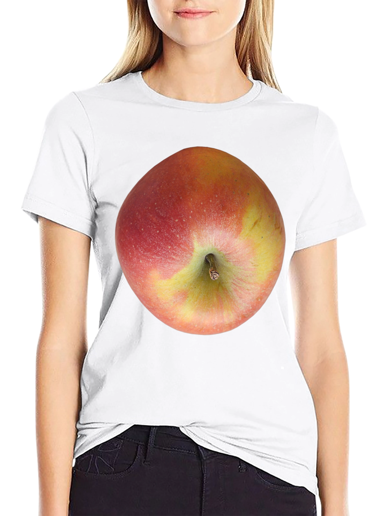 Apple Graphic Black T-Shirt - Fresh Fruit Design