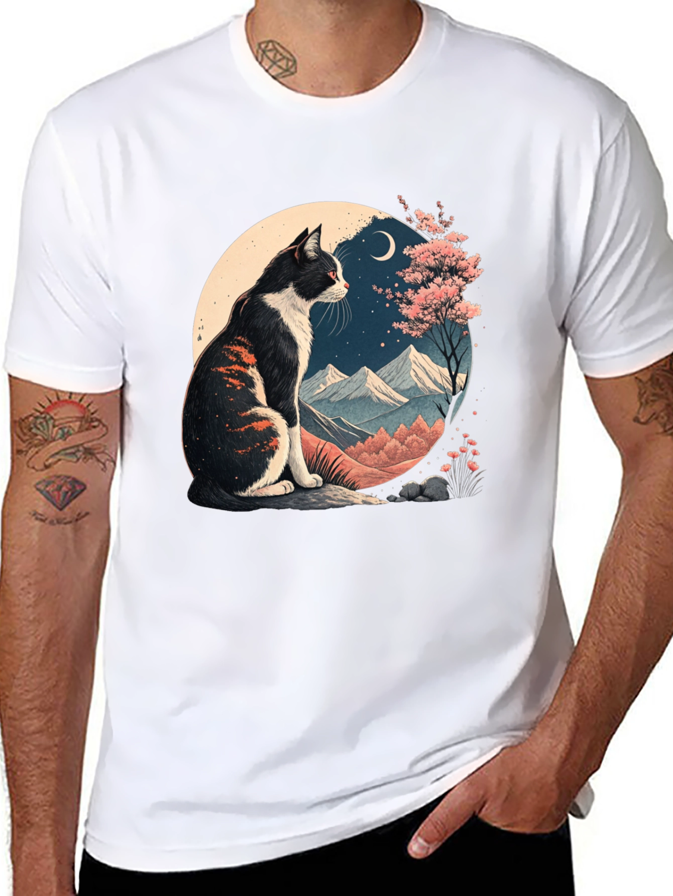 Artistic Cat Landscape Graphic Tee