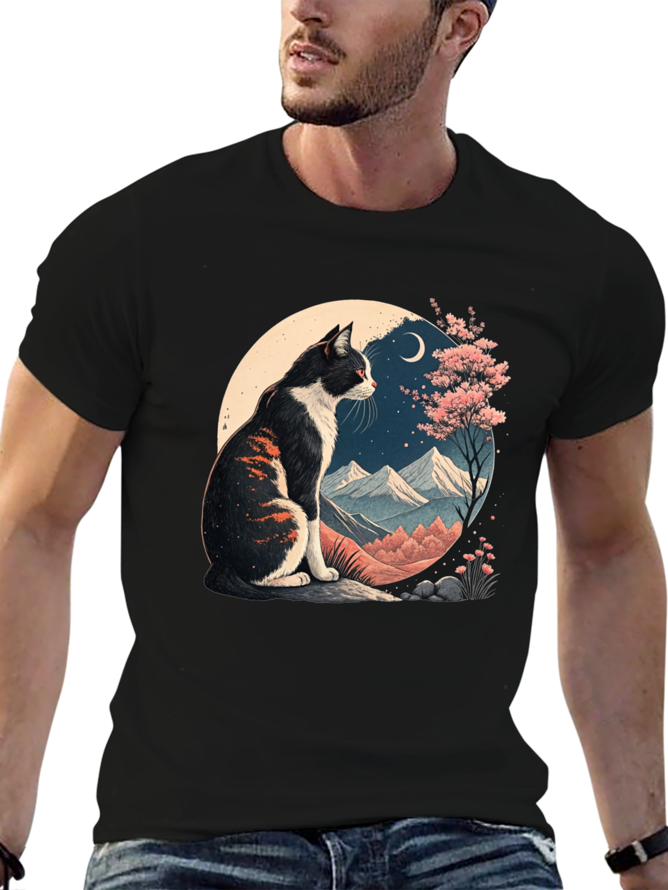 Artistic Cat Landscape Graphic Tee