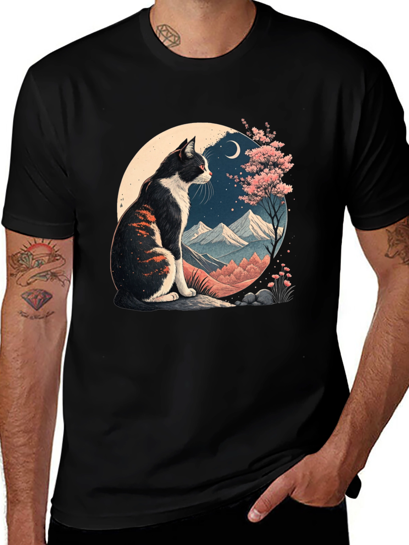 Artistic Cat Landscape Graphic Tee