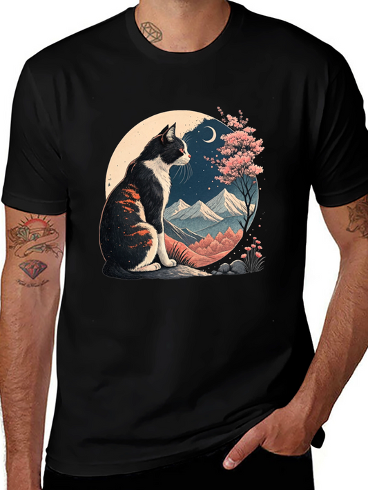 Artistic Cat Landscape Graphic Tee