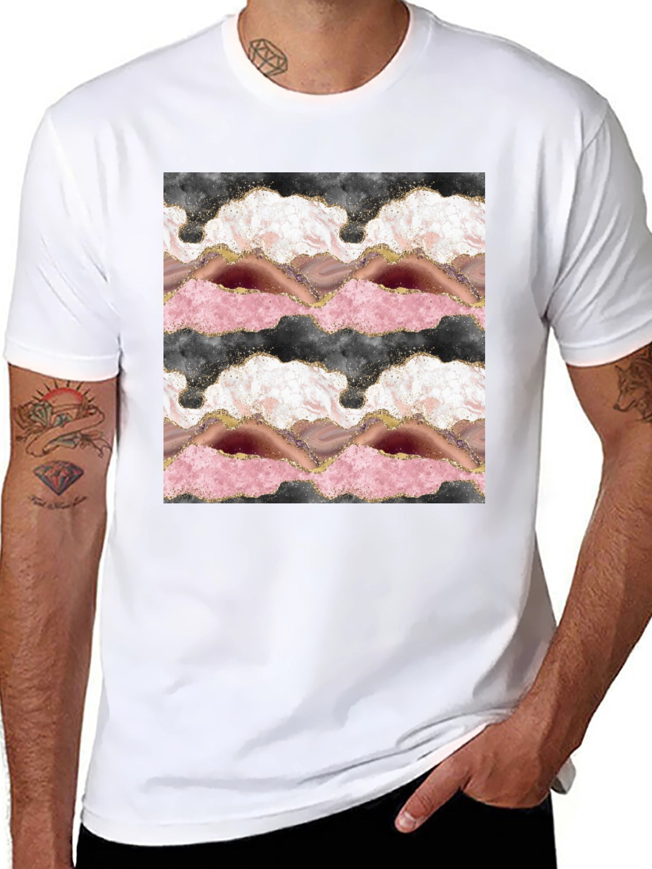 Agate Slice Design Black T-Shirt