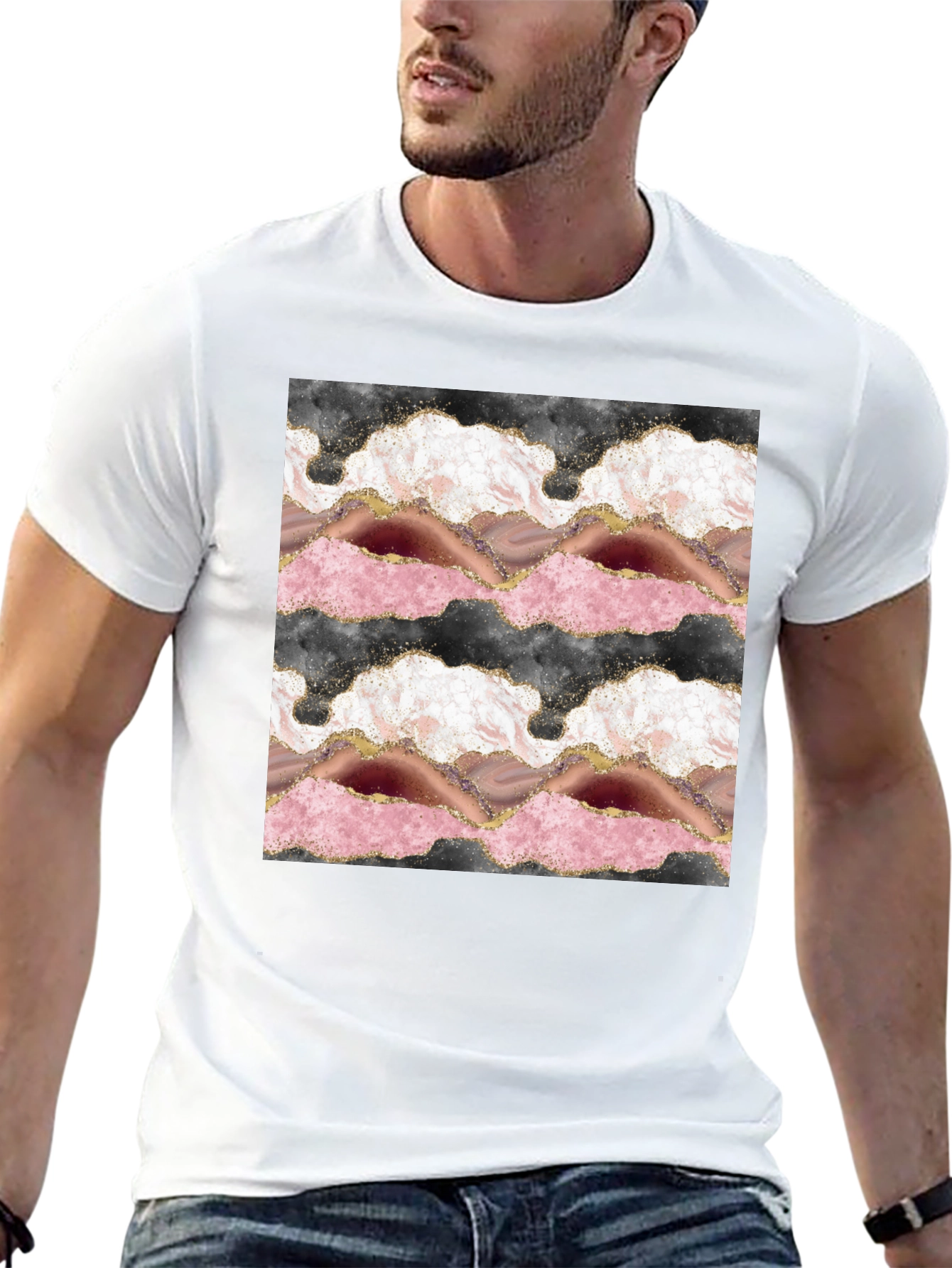 Agate Slice Design Black T-Shirt