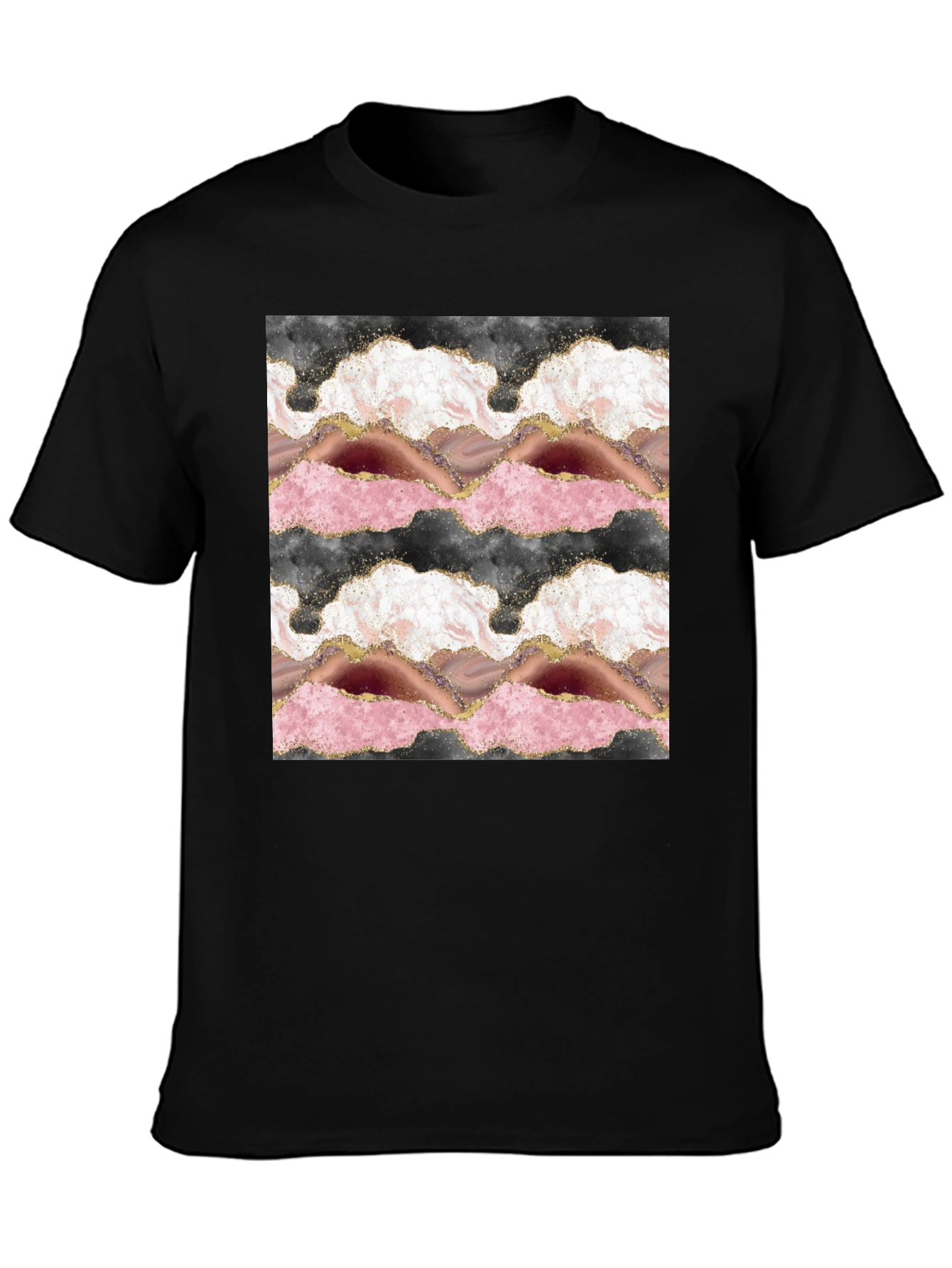 Agate Slice Design Black T-Shirt