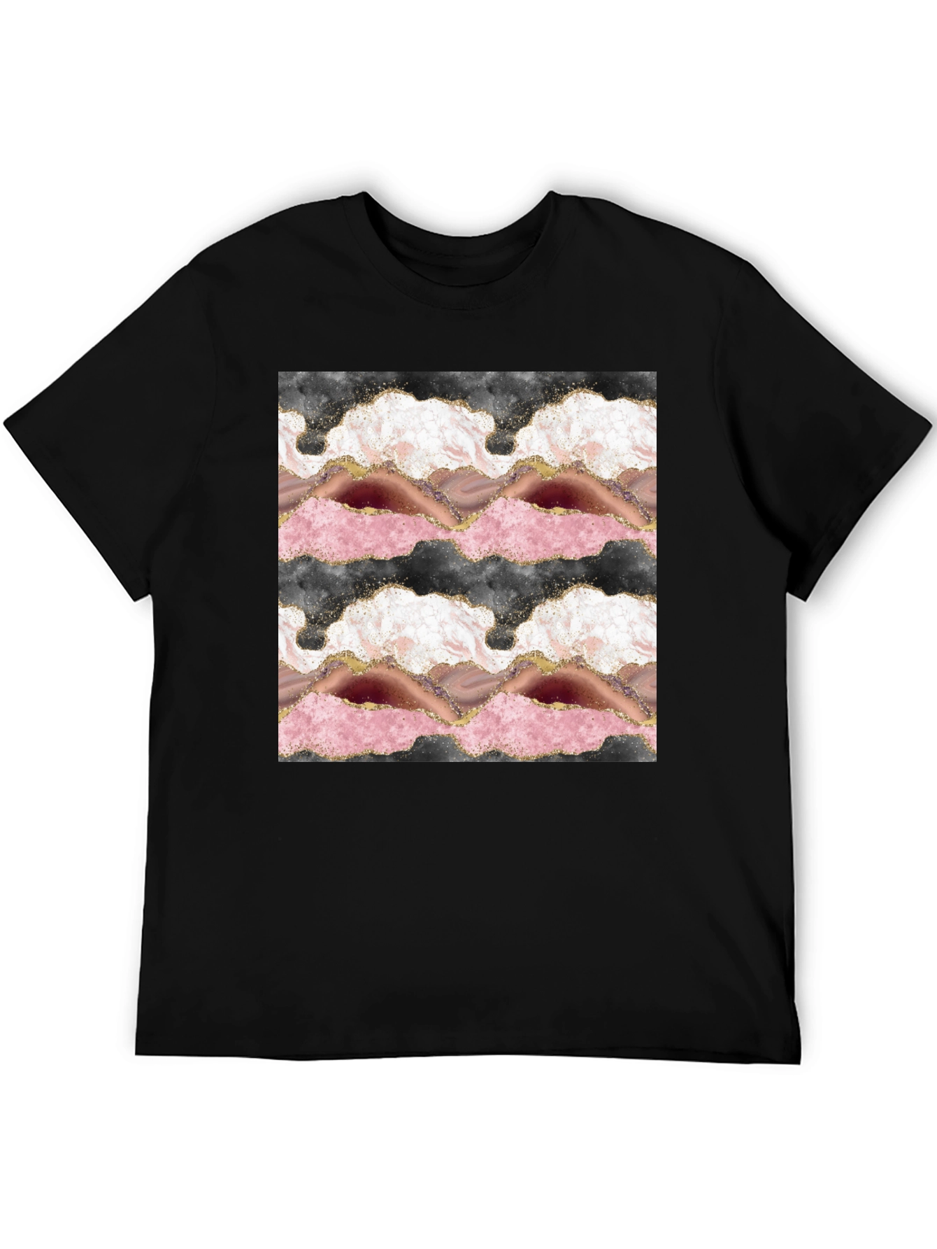Agate Slice Design Black T-Shirt
