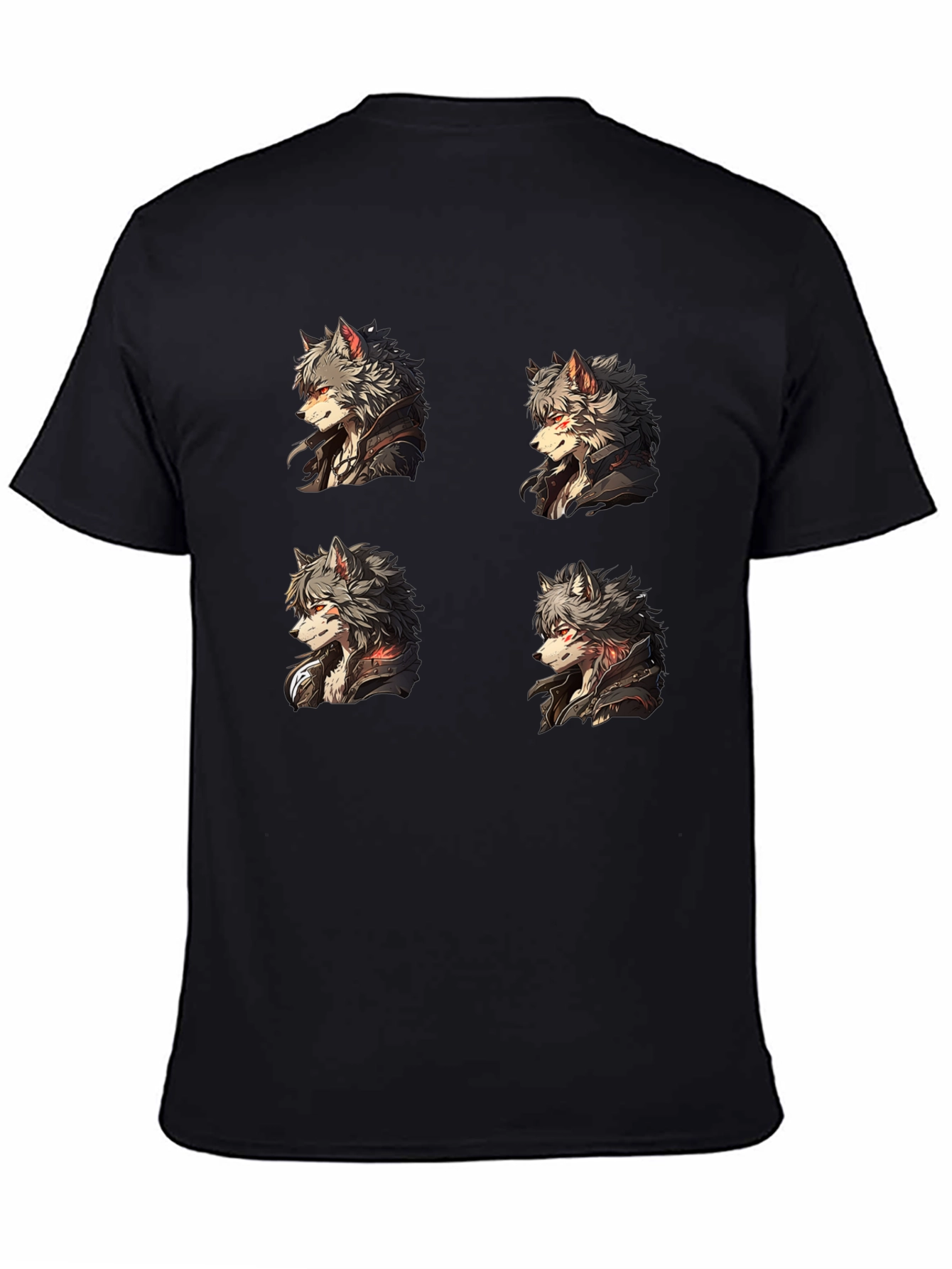 Anime Wolf Portrait Black Graphic Tee