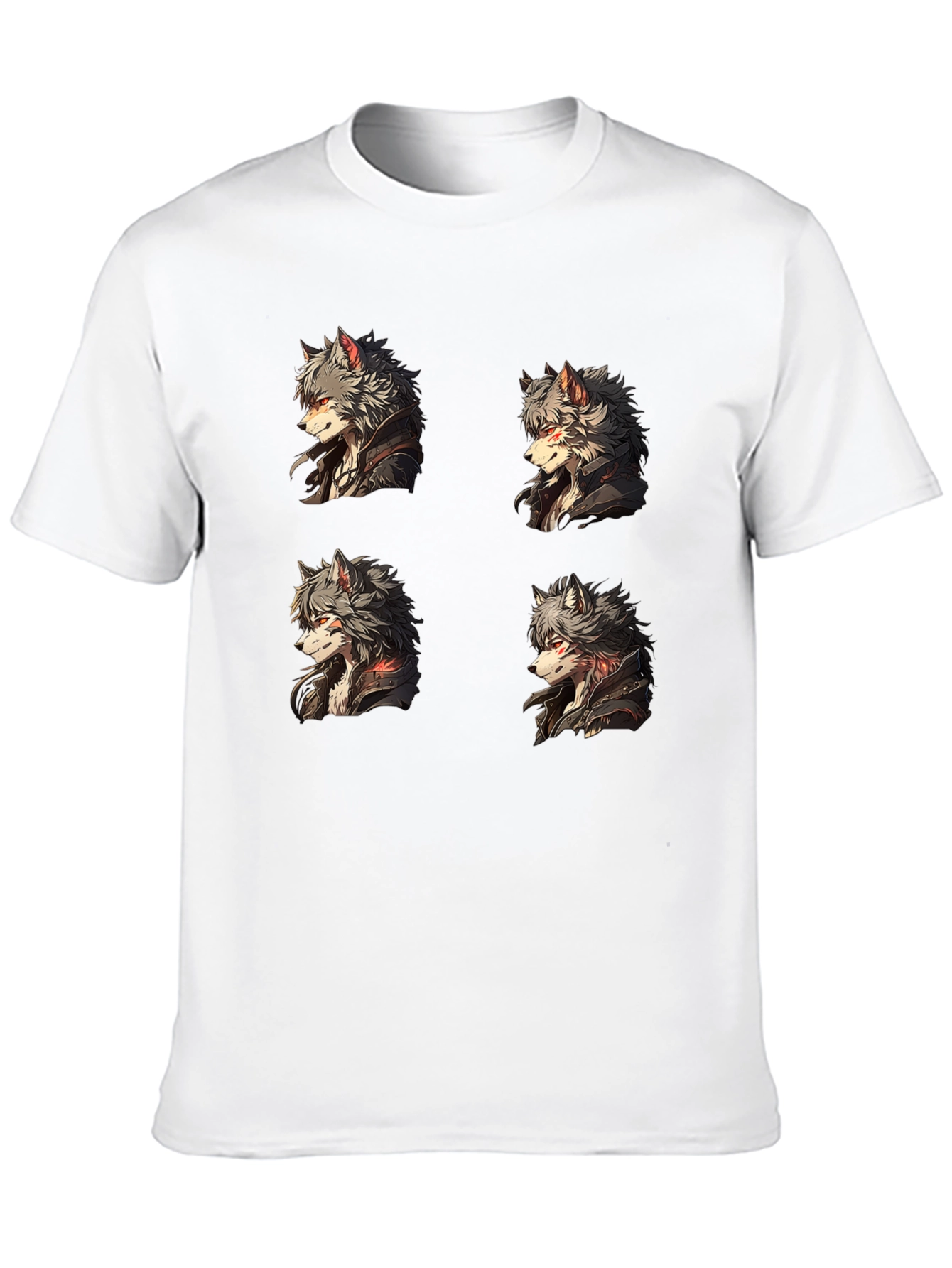 Anime Wolf Portrait Black Graphic Tee