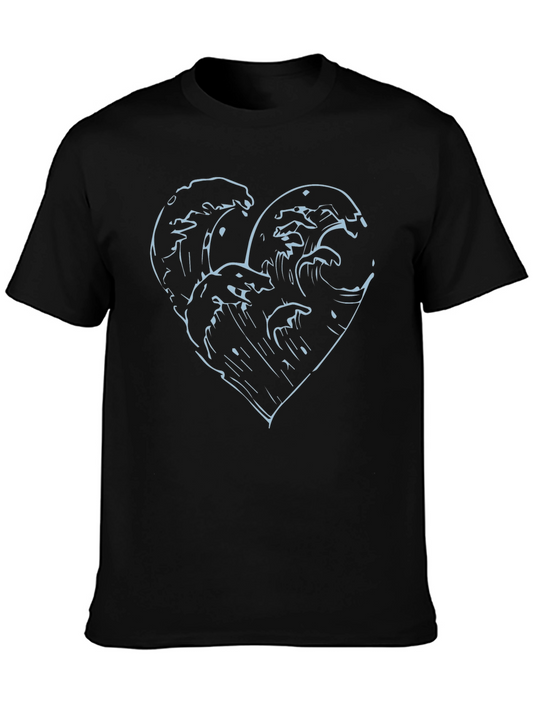Wave Heart Graphic Tee - Stylish Casual Wear