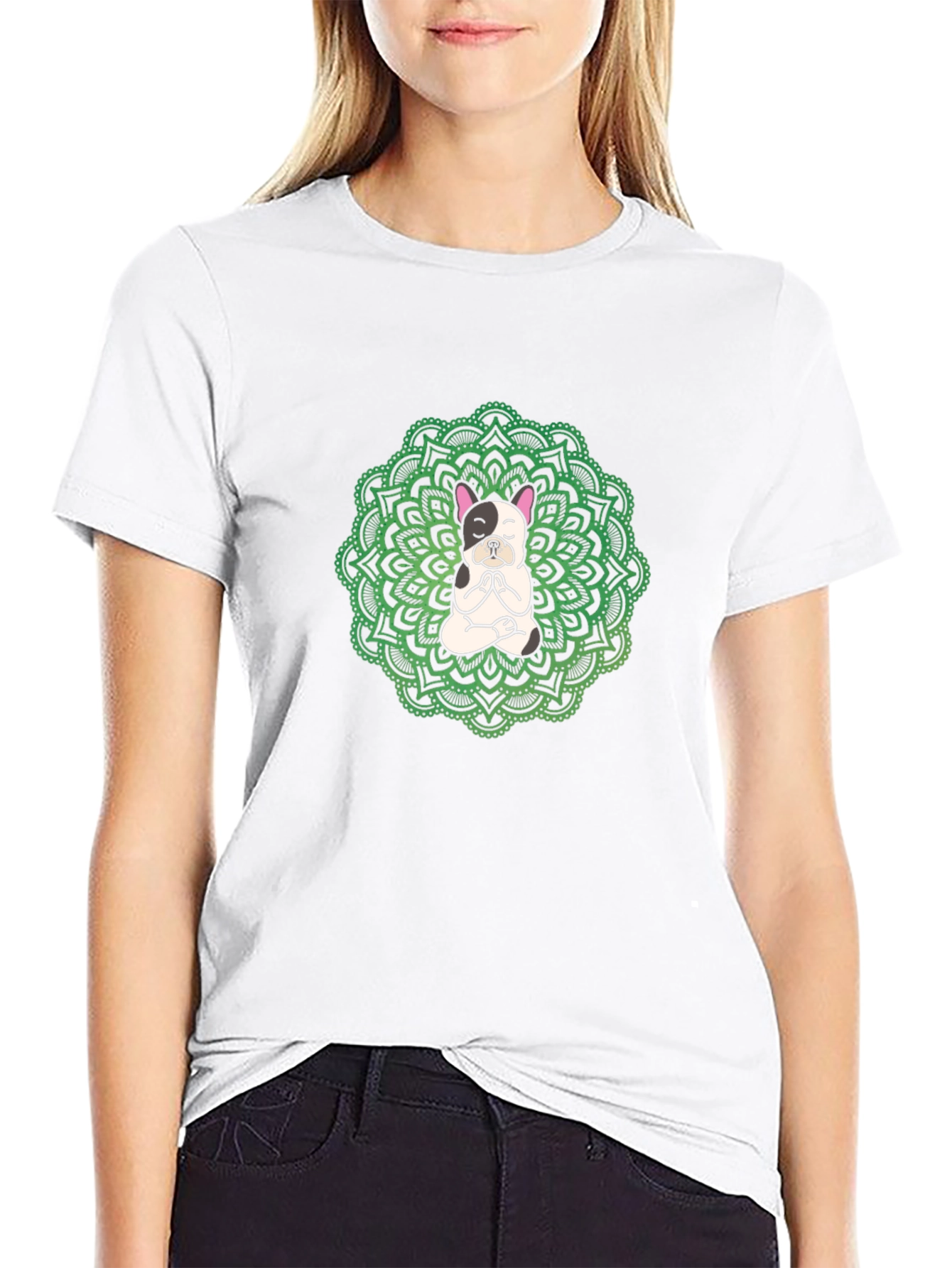 Yoga Dog Mandala Black T-Shirt