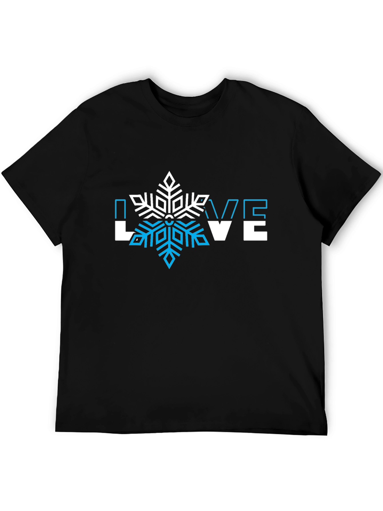Winter Love Snowflake Graphic Tee - Black