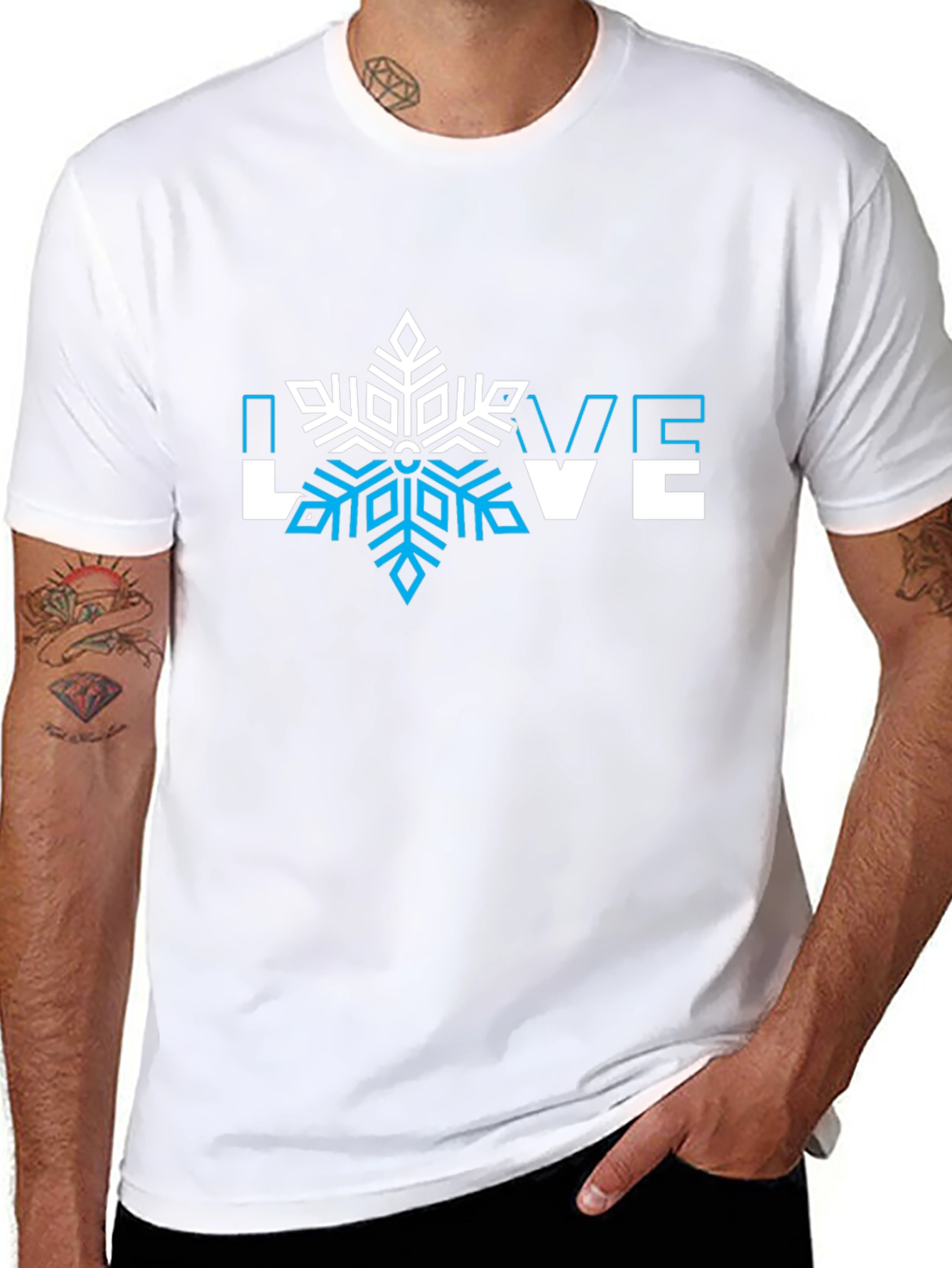 Winter Love Snowflake Graphic Tee - Black