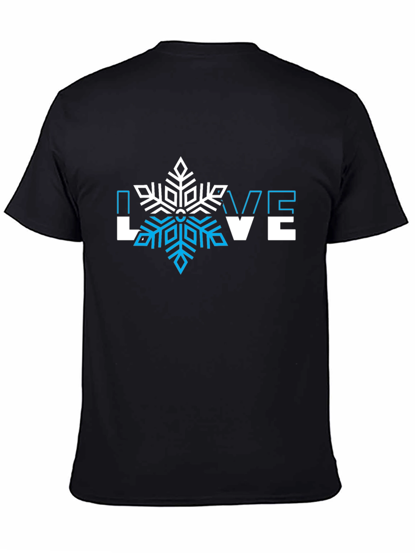 Winter Love Snowflake Graphic Tee - Black