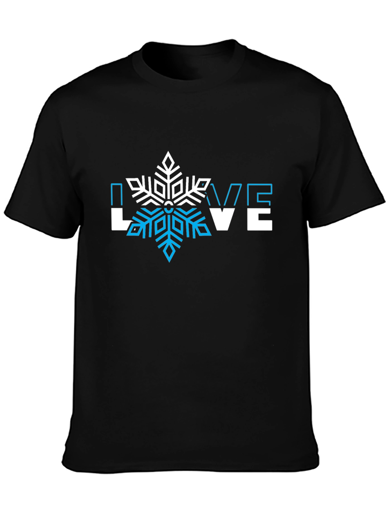 Winter Love Snowflake Graphic Tee - Black