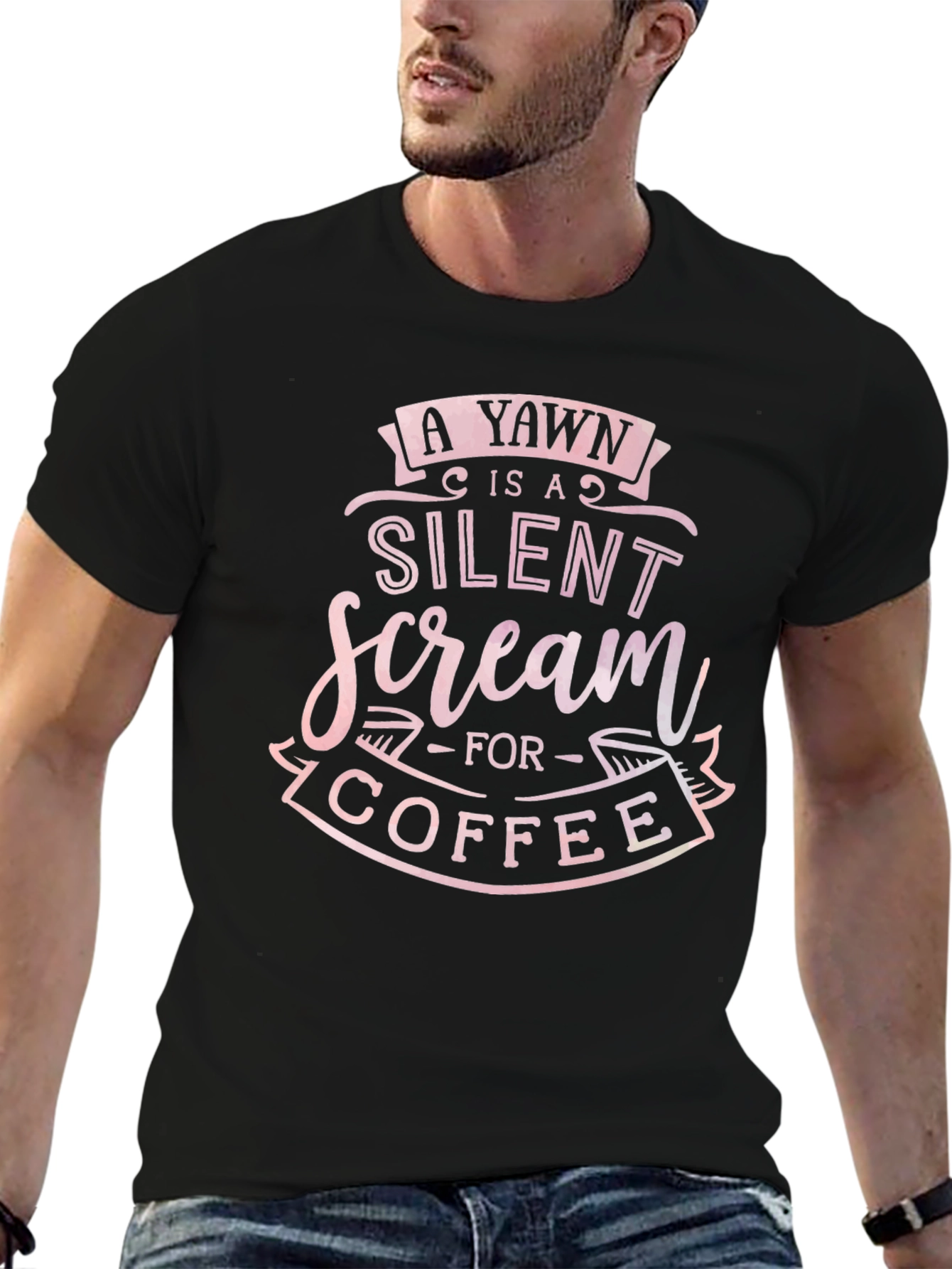 Yawn Silent Scream Coffee Black T-Shirt
