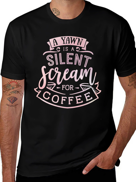 Yawn Silent Scream Coffee Black T-Shirt