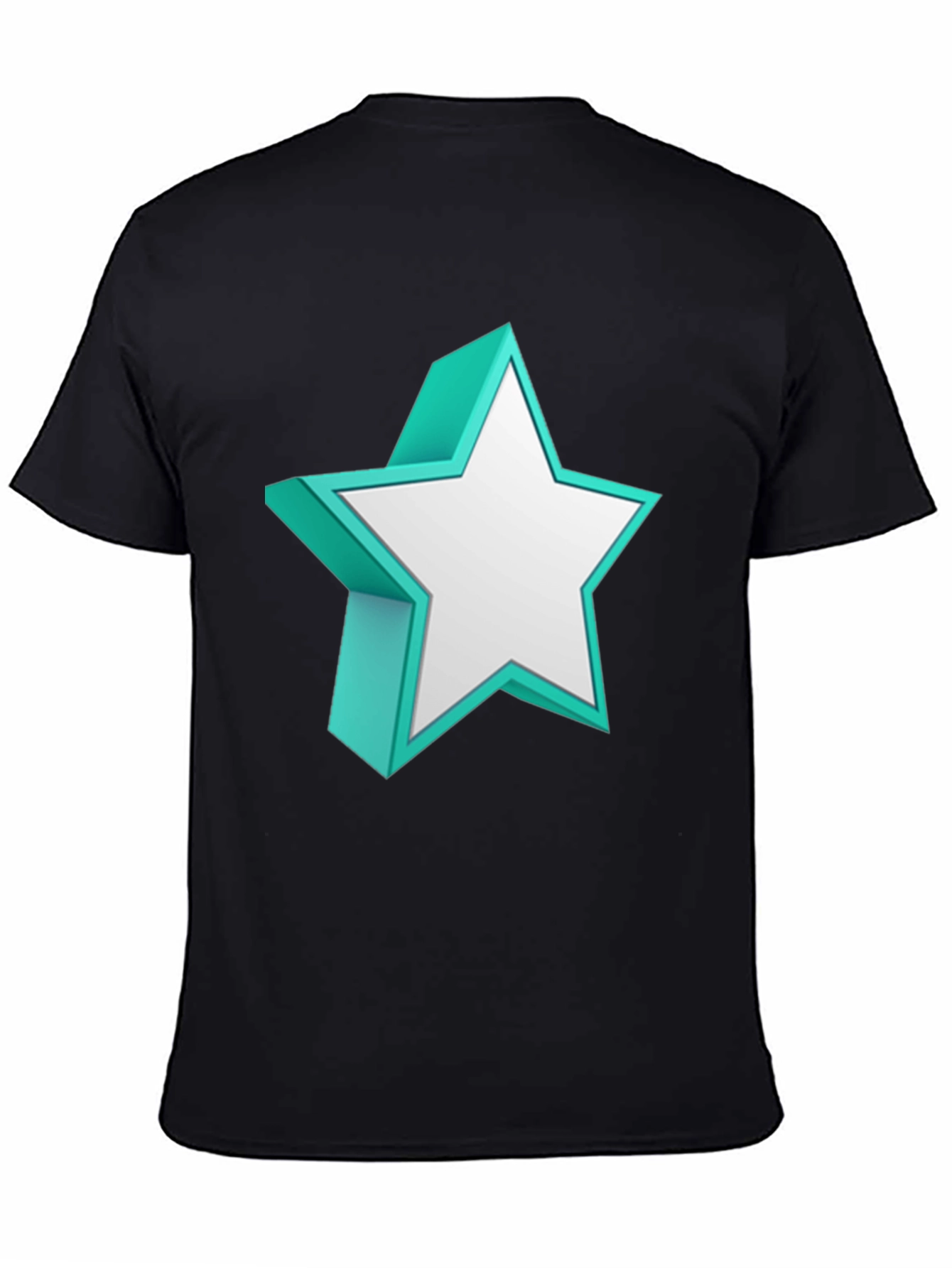 3D Star Graphic Tee - Modern Black T-Shirt