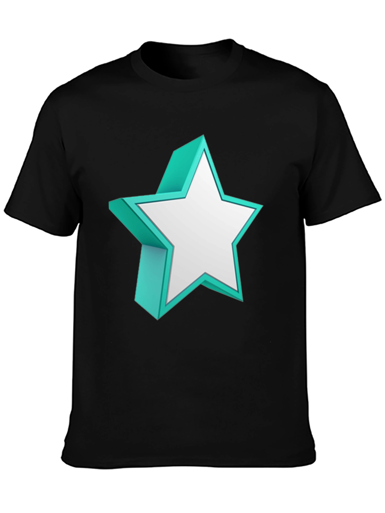 3D Star Graphic Tee - Modern Black T-Shirt