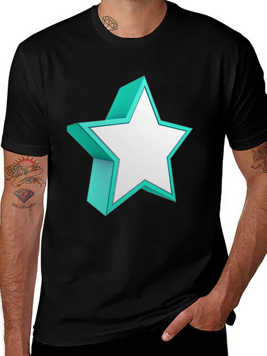 3D Star Graphic Tee - Modern Black T-Shirt