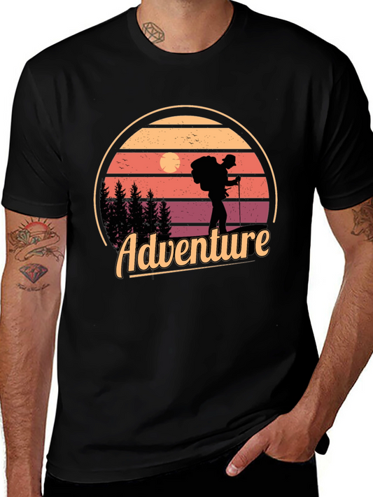 Adventure Graphic T-Shirt - Retro Hiker Design