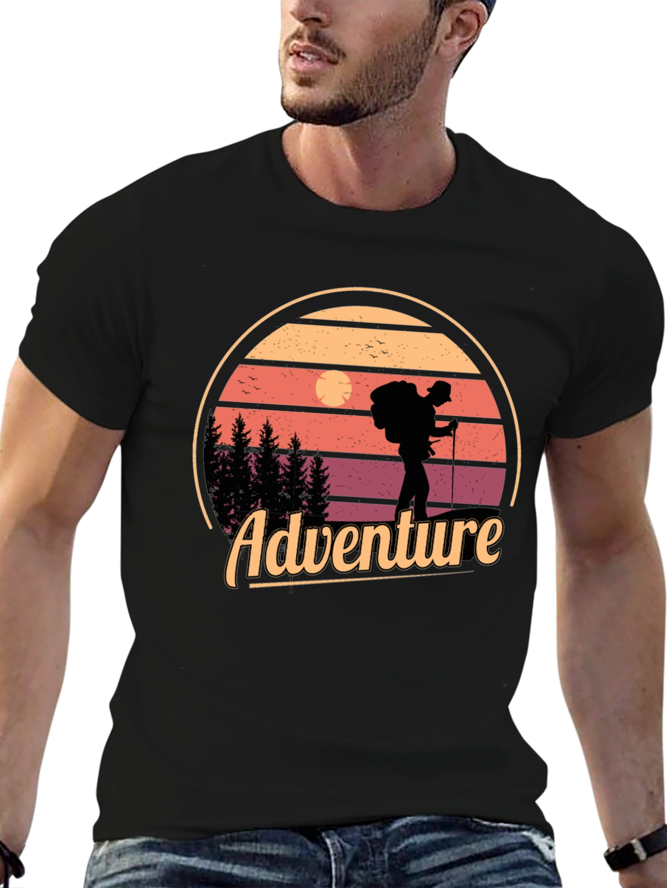 Adventure Graphic T-Shirt - Retro Hiker Design