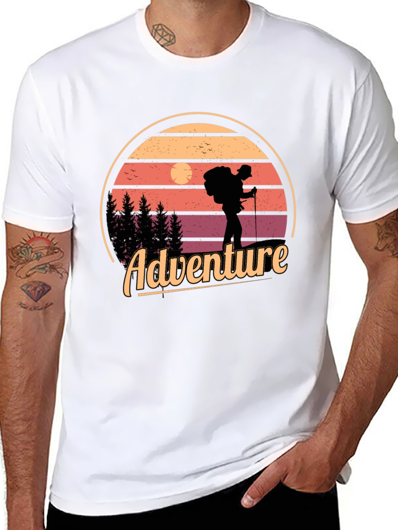 Adventure Graphic T-Shirt - Retro Hiker Design