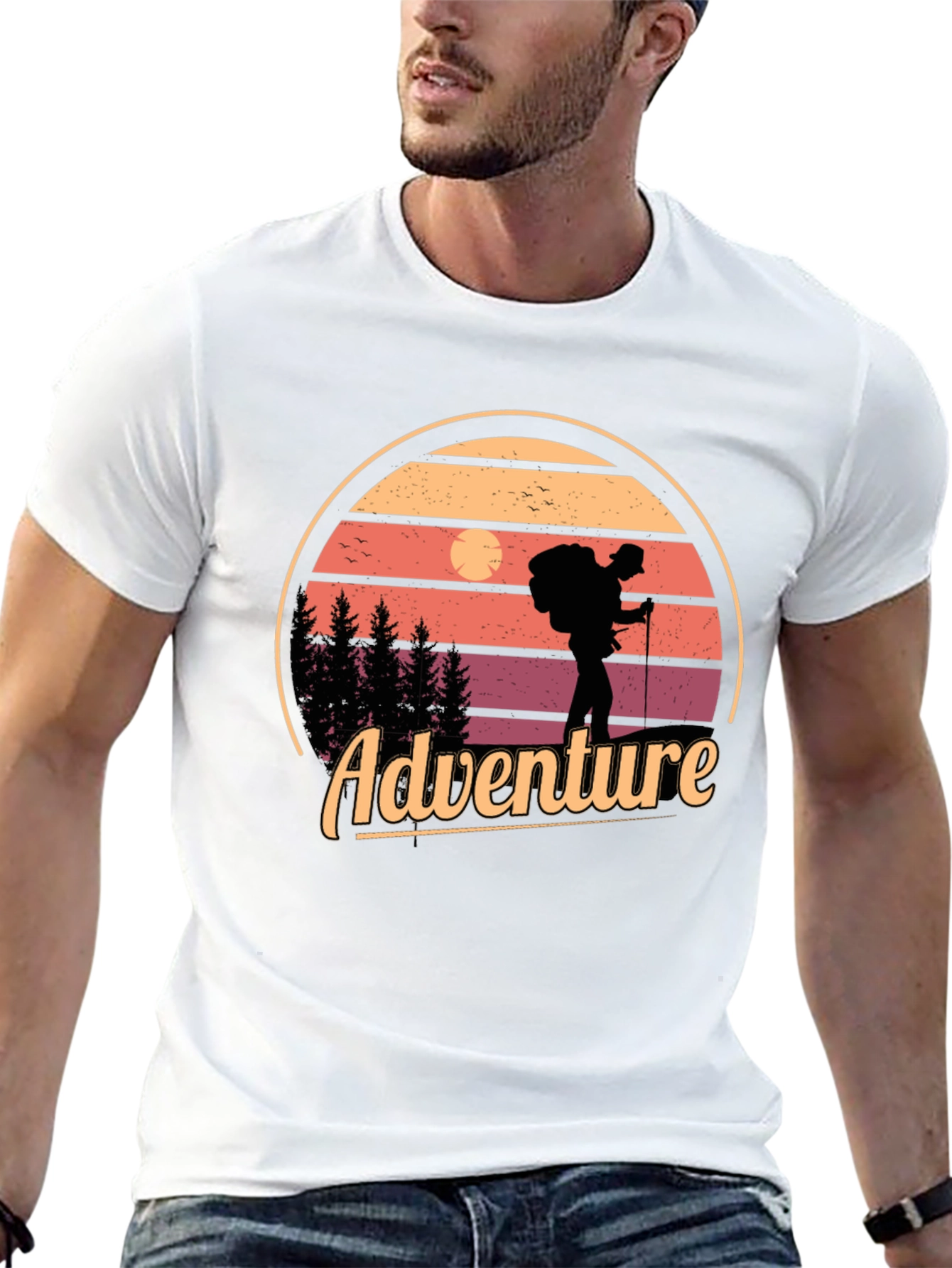 Adventure Graphic T-Shirt - Retro Hiker Design
