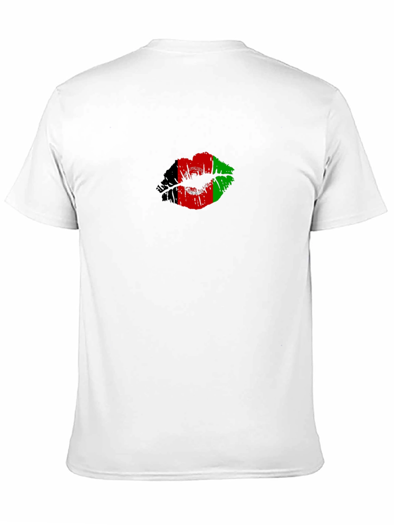 Afghanistan Flag Lips Mens Black T-Shirt